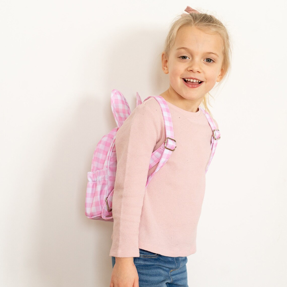 Personalized Embroidery Gingham Easter Bunny Backpack