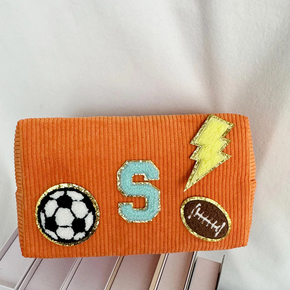 Personalized Chenille Patch Corduroy Travel Toiletry Bag