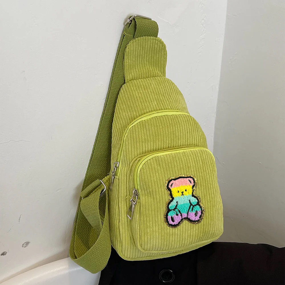 Personalized Chenille Patch Corduroy Crossbody Bag
