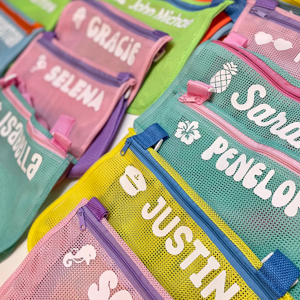 Personalized Seashell Zipper Mesh Beach Bag