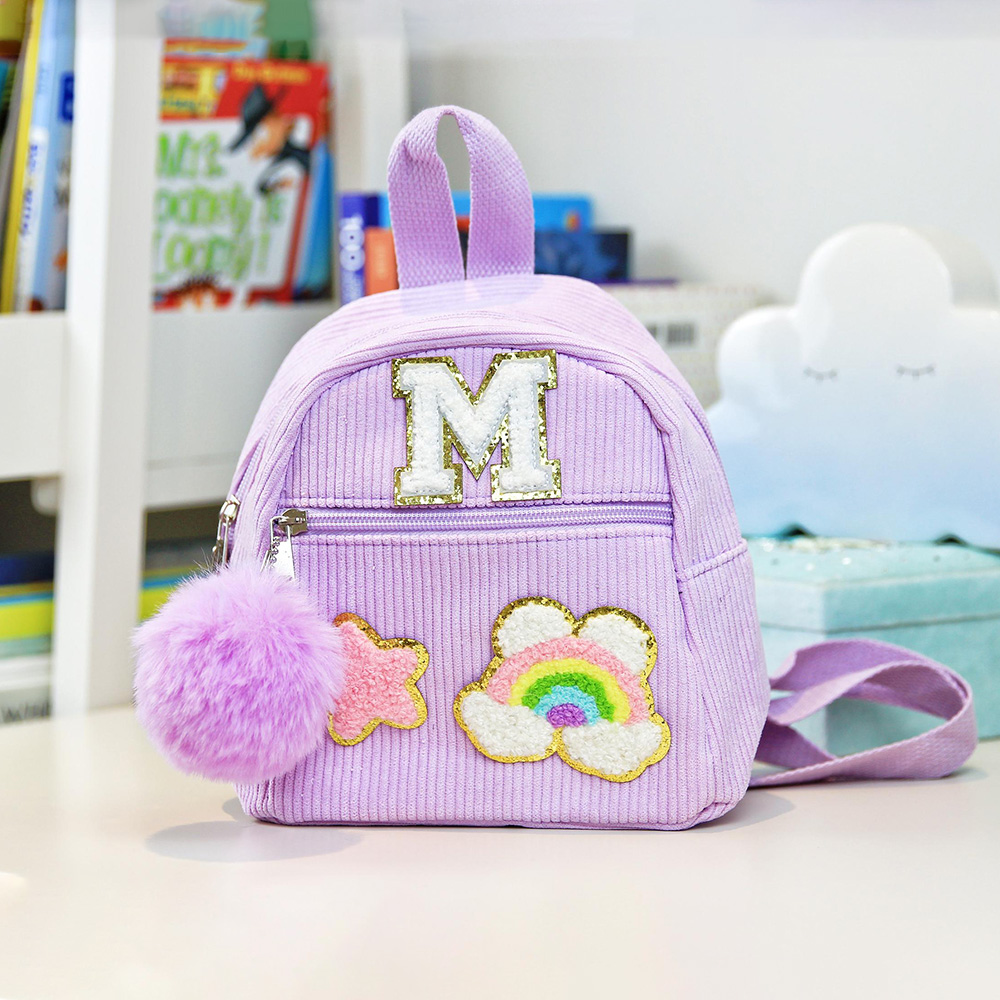 Personalized Varsity Letter Mini Corduroy Backpack