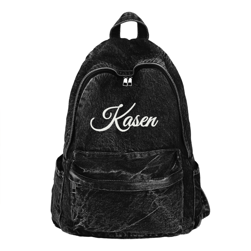 Personalized Embroidery Denim Backpack