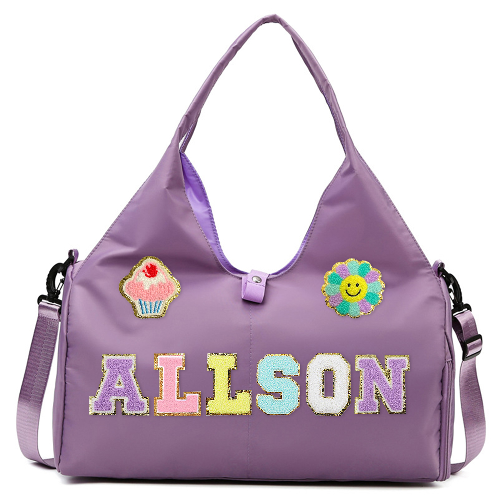 Personalized Chenille Letter Patch WaterProof Sport Travel Bag