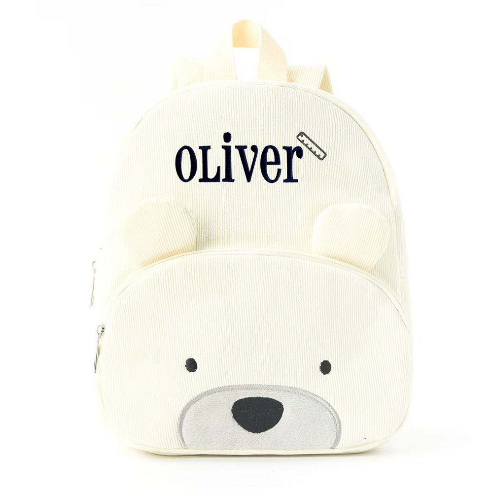 Personalized Embroidery Animals Corduroy Back To School Backpack
