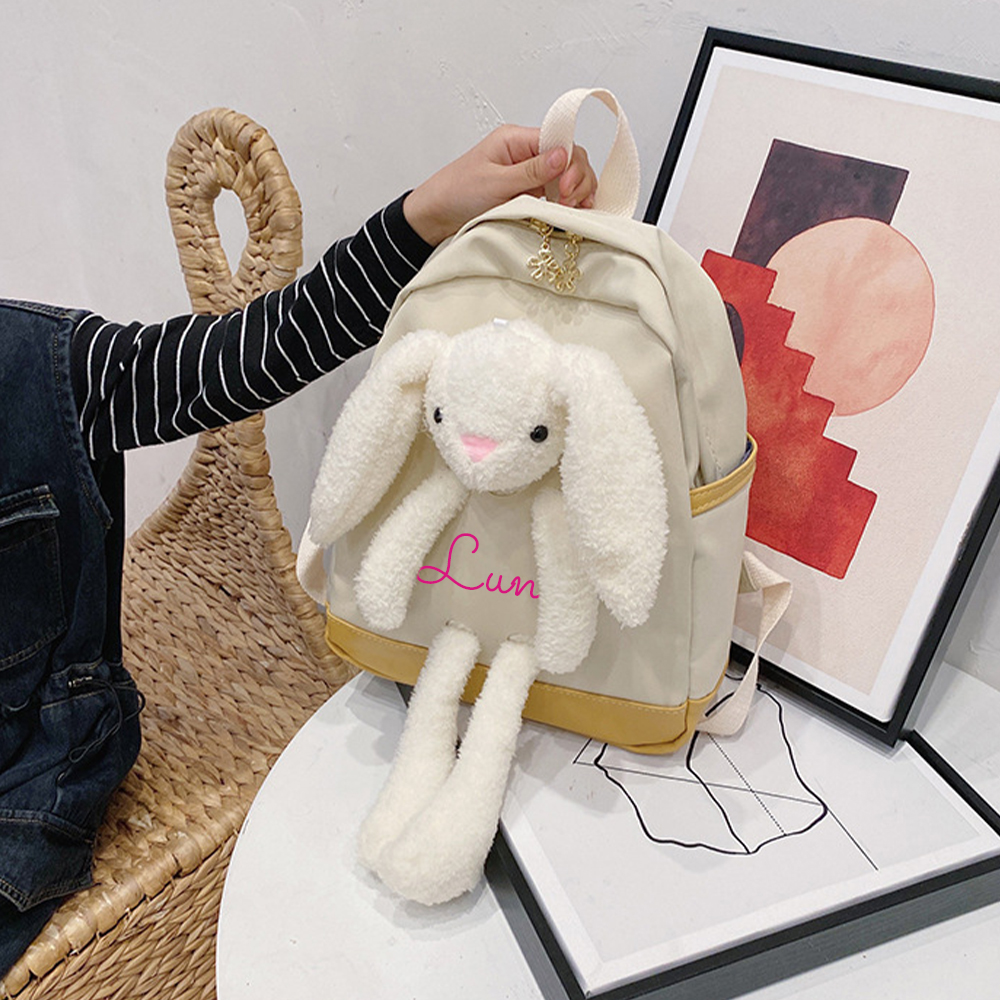 Personalized Kids Lovely Bunny Plush School Backpack