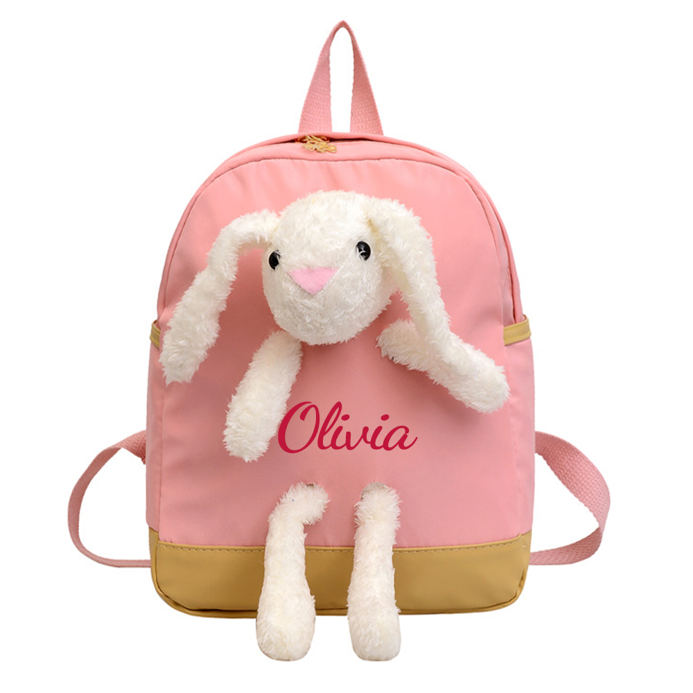 Personalized Kids Lovely Bunny Plush School Backpack