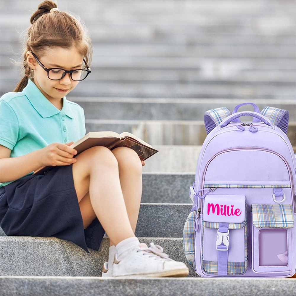 Personalized Plaid Spine Protection Large Capacity School Backpack