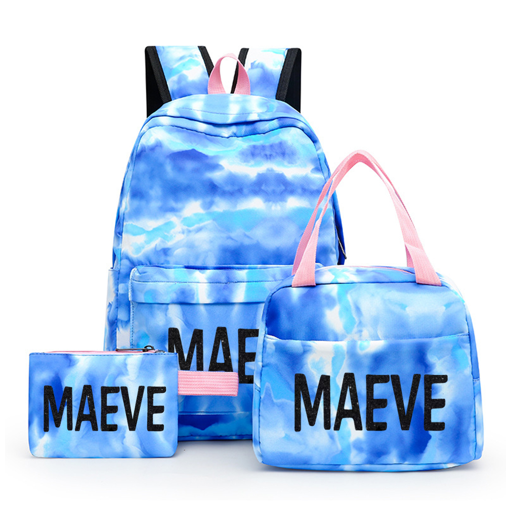 Personalized Colorful Tie-Dye 3 in 1 School Backpack Set