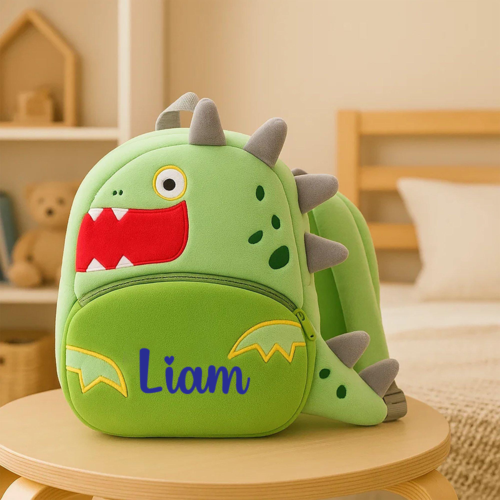 Personalized Cute Green Dinosaur Animals Toddler Backpack