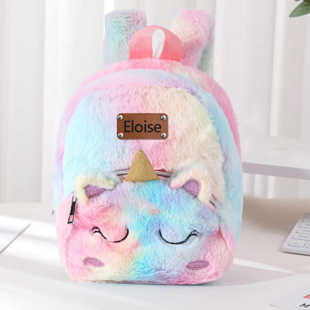 Personalized Embroidery Cute Plush Unicorn Toddler Backpack