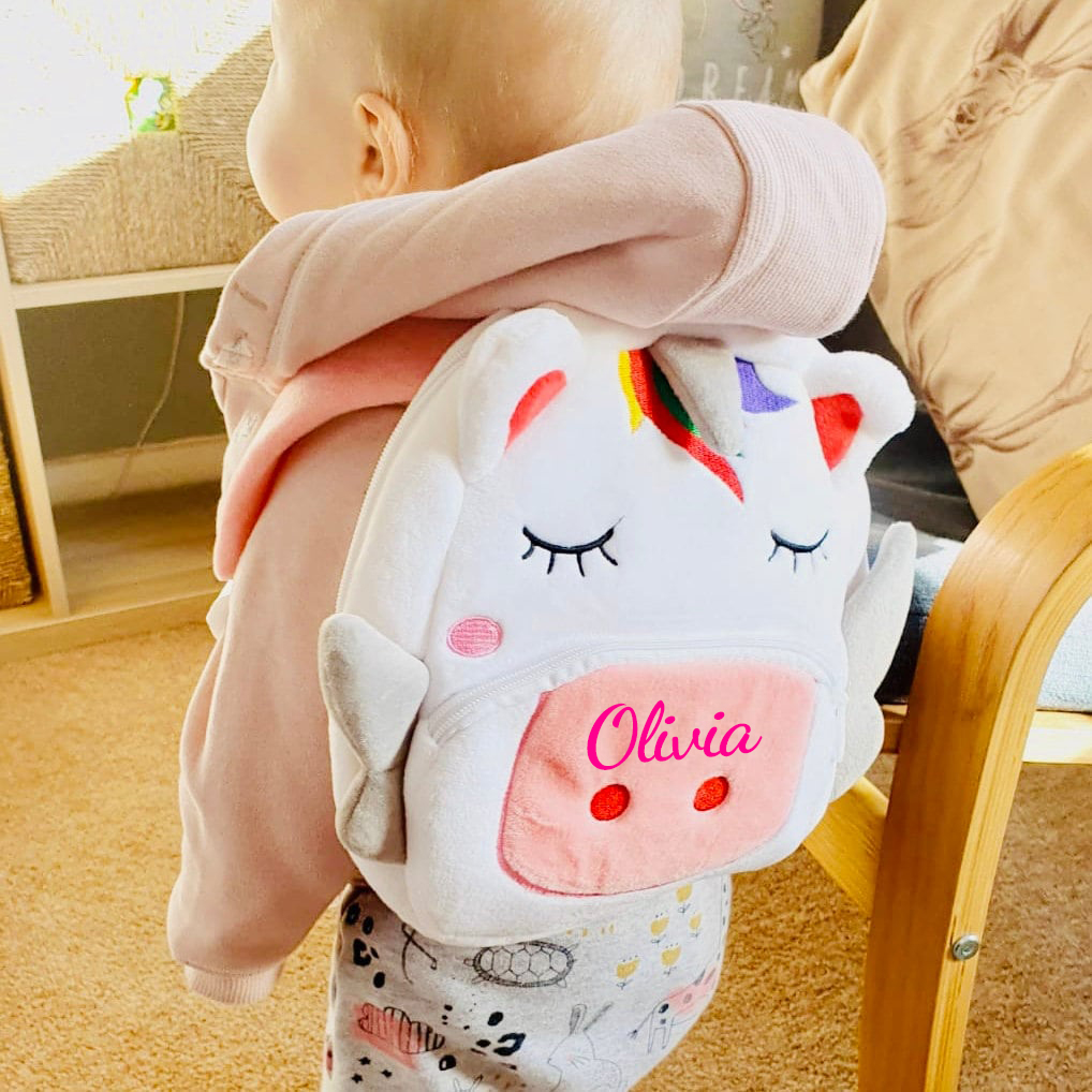Personalized Cute White Unicorn Animals Toddler Backpack