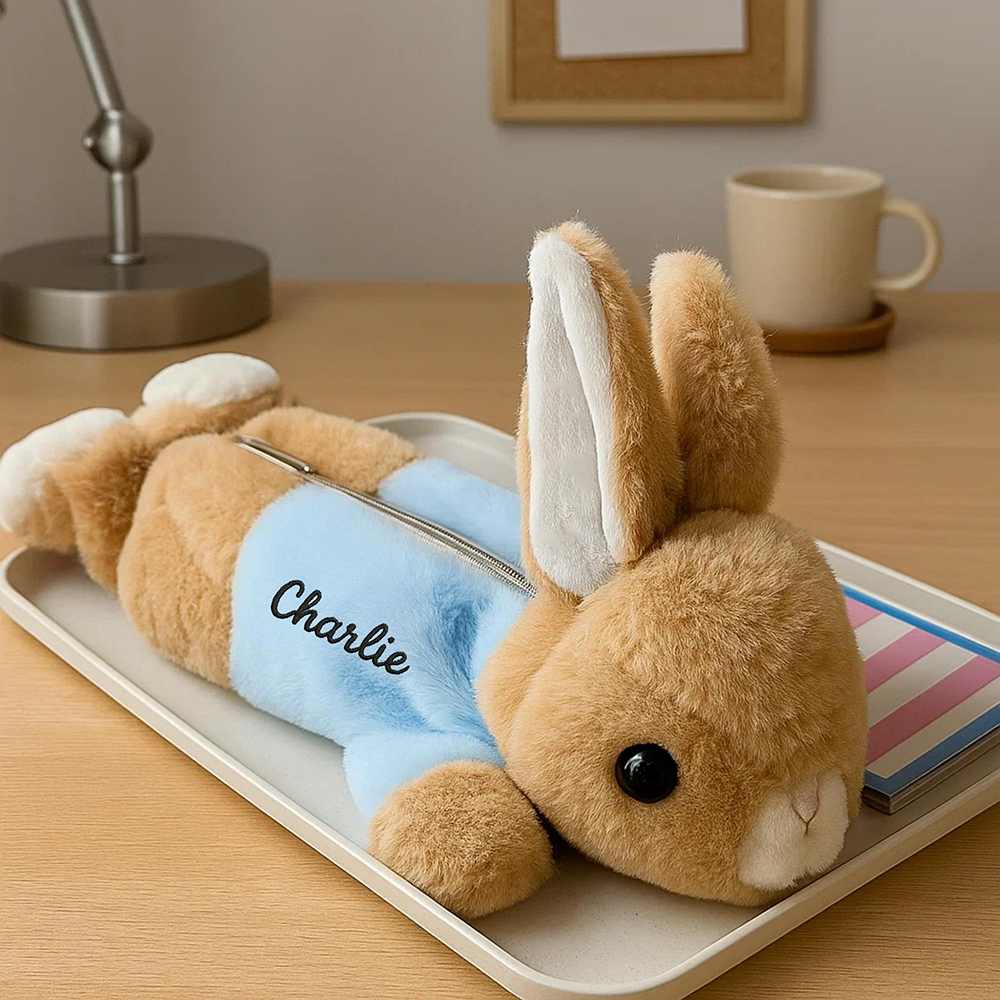 Personalized Kids Plush Bunny Pencil Pouch