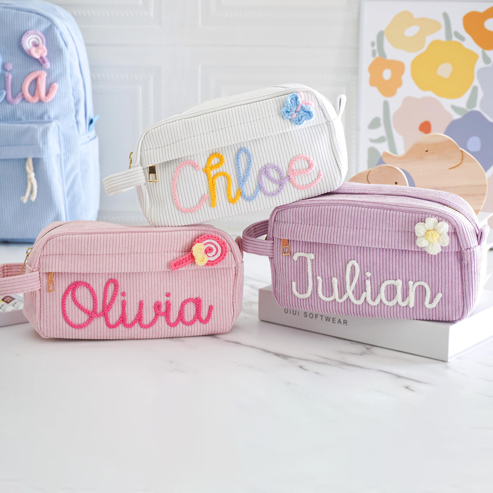 Personalized Kids Corduroy Pencil Pouch
