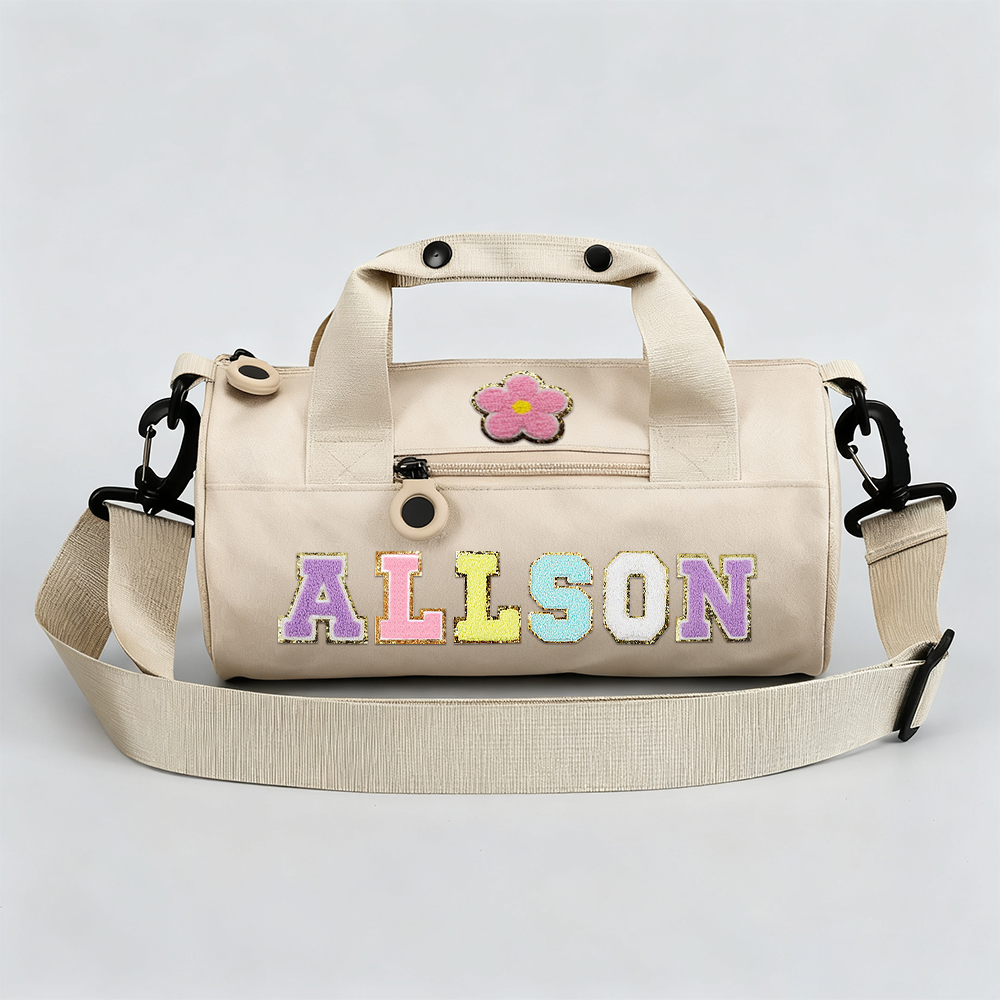 Personalized Chenille Letter Patch Water Proof Duffle Dance Bag