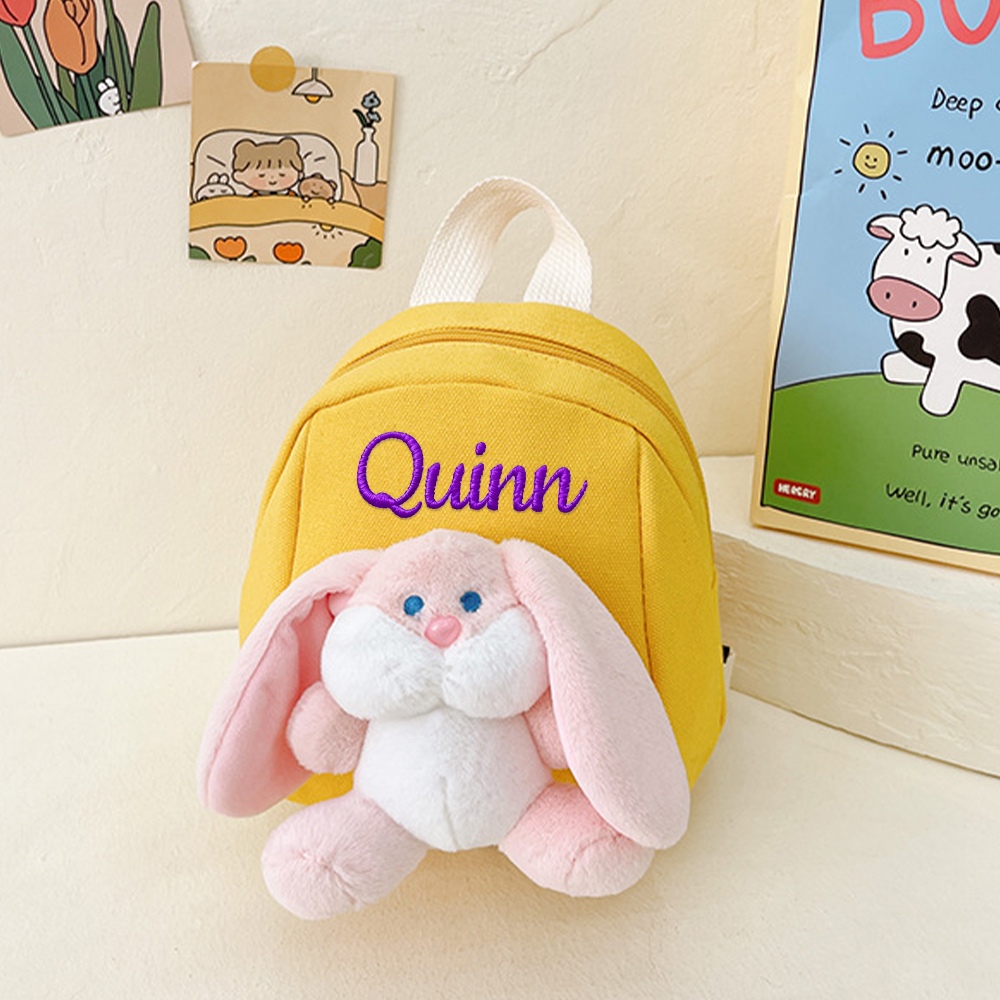 Personalized Kids Soft Cuddly Plush Bunny School Backpack