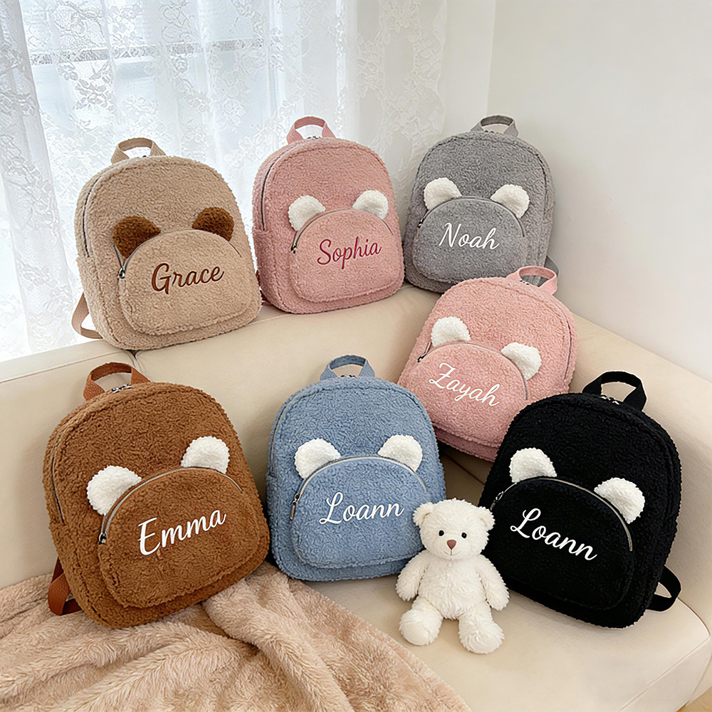 Personalized Embroidery Kids Soft Plush Bear Backpack