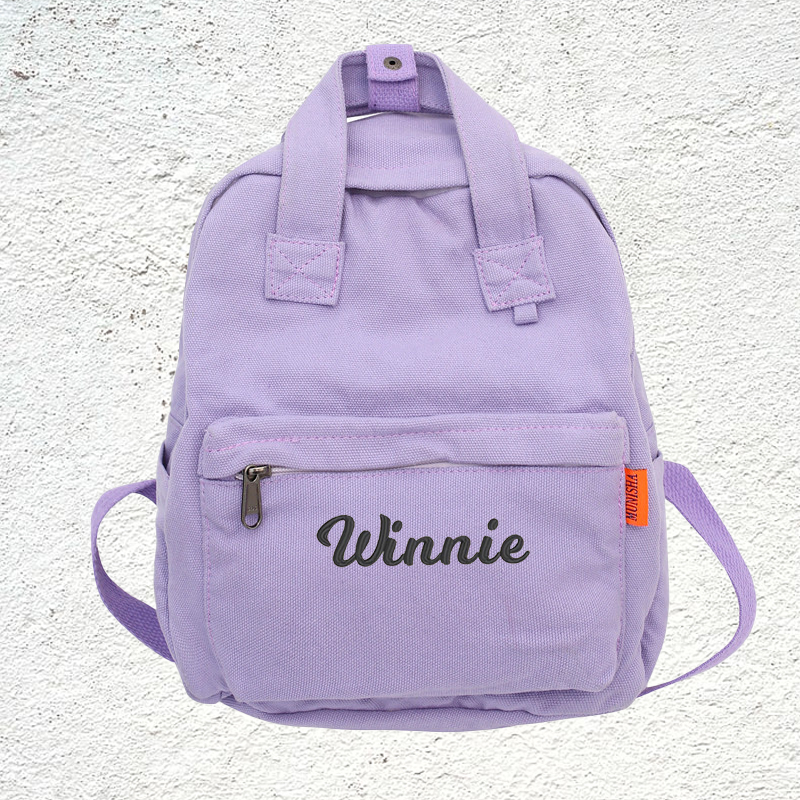 Personalized Embroidery Kid Canvas Backpack
