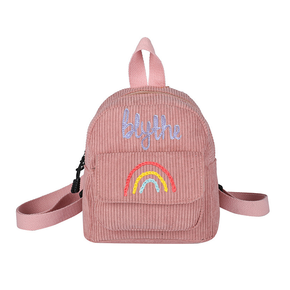 Personalized Hand Embroidery Rainbow Kid Color Backpack
