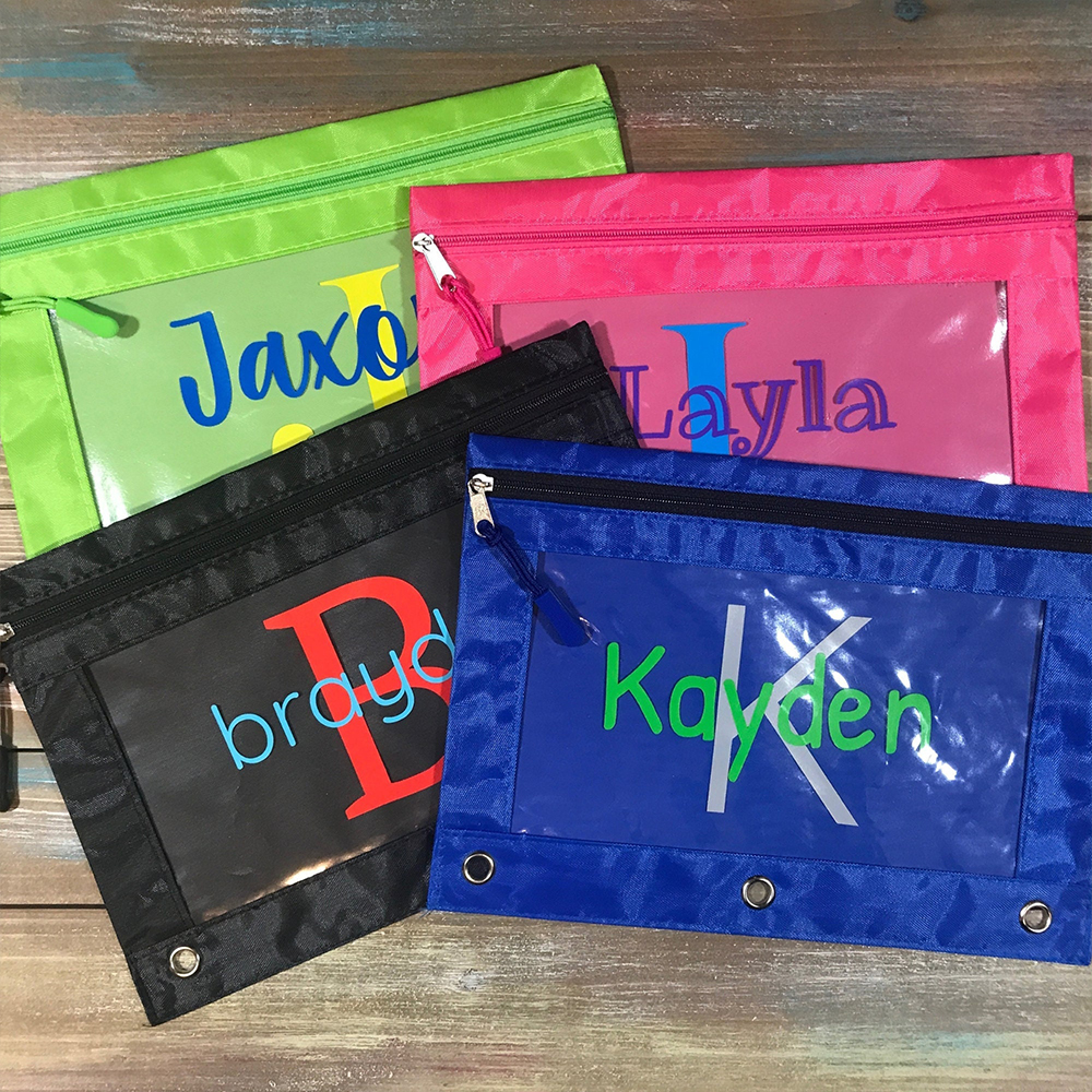 Personalized Monogrammed Canvas Zipper Kid Pencil Case