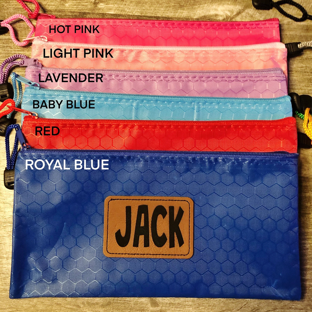 Personalized Leather Patch Canvas Zipper Kid Pencil Case