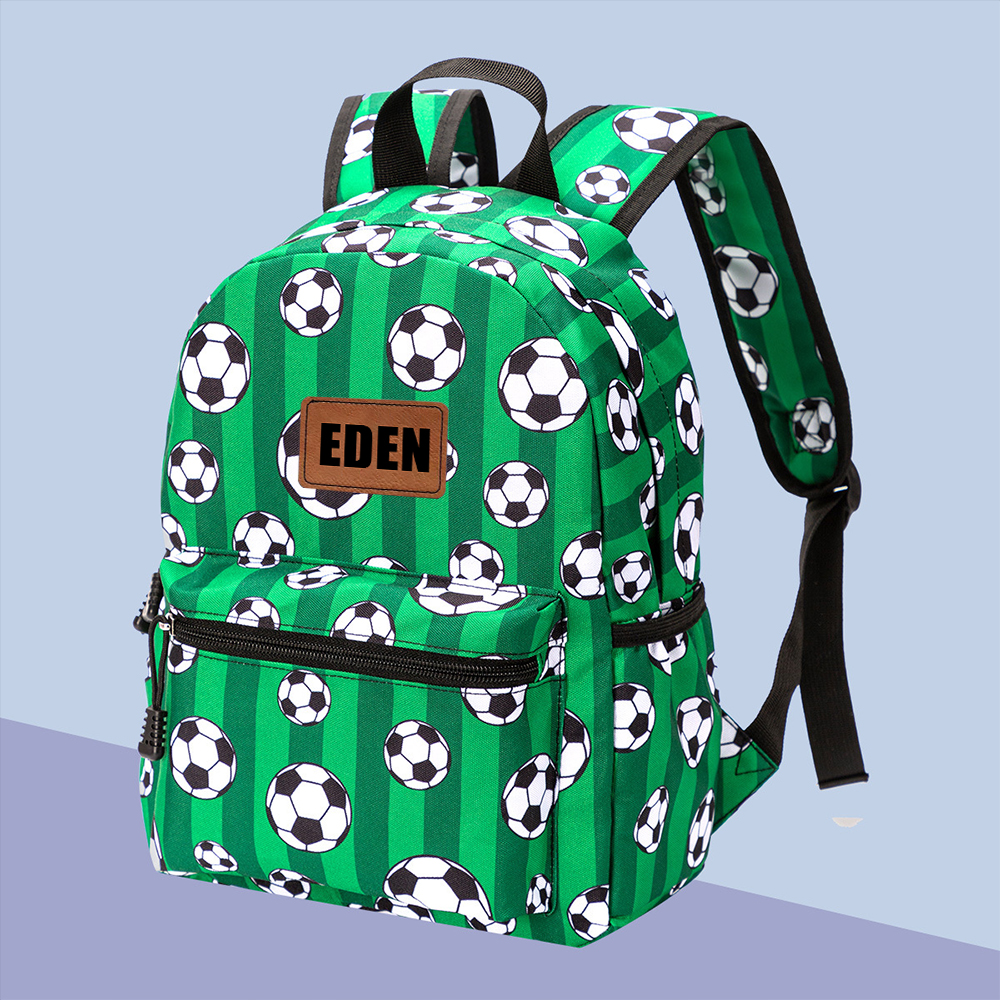 Personalized Sports Leather Patch Back to School Backpack