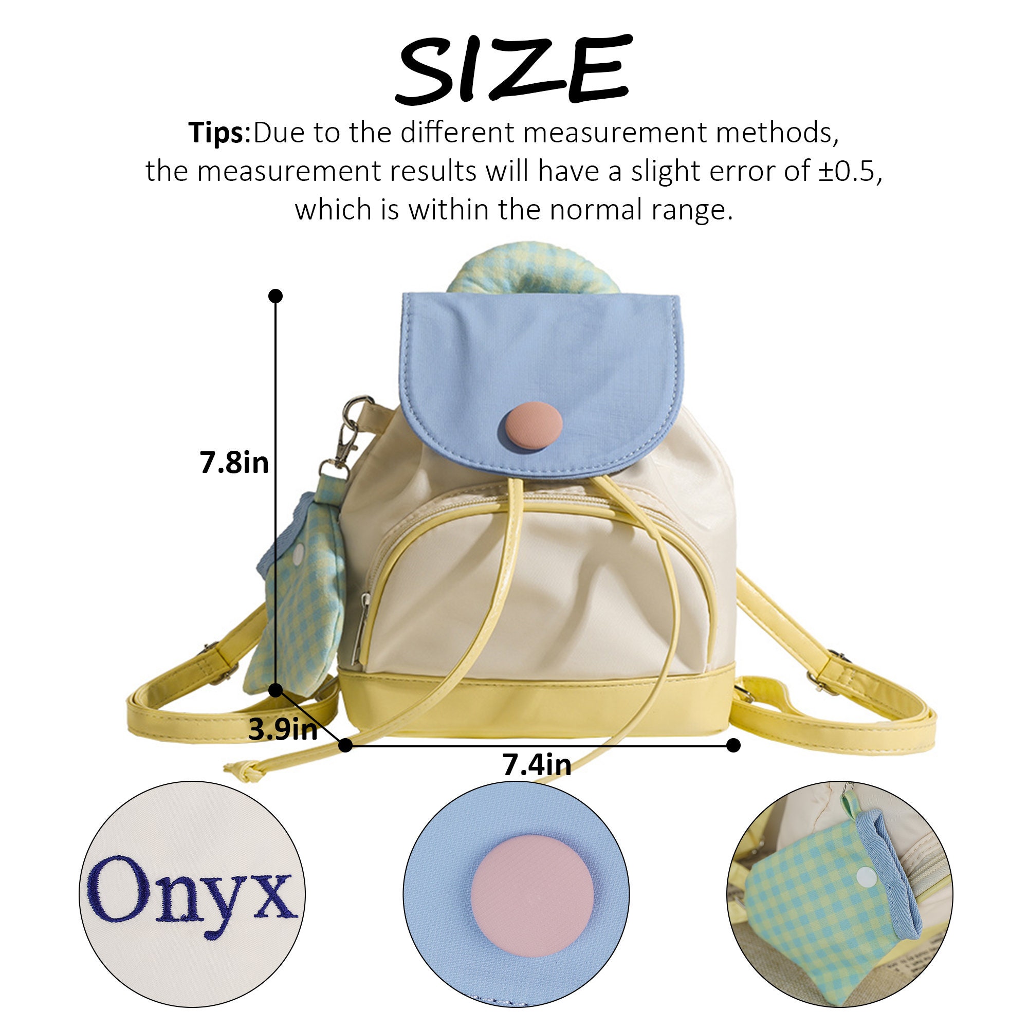 Personalized Embroidery Kid Pop Color Canvas Backpack