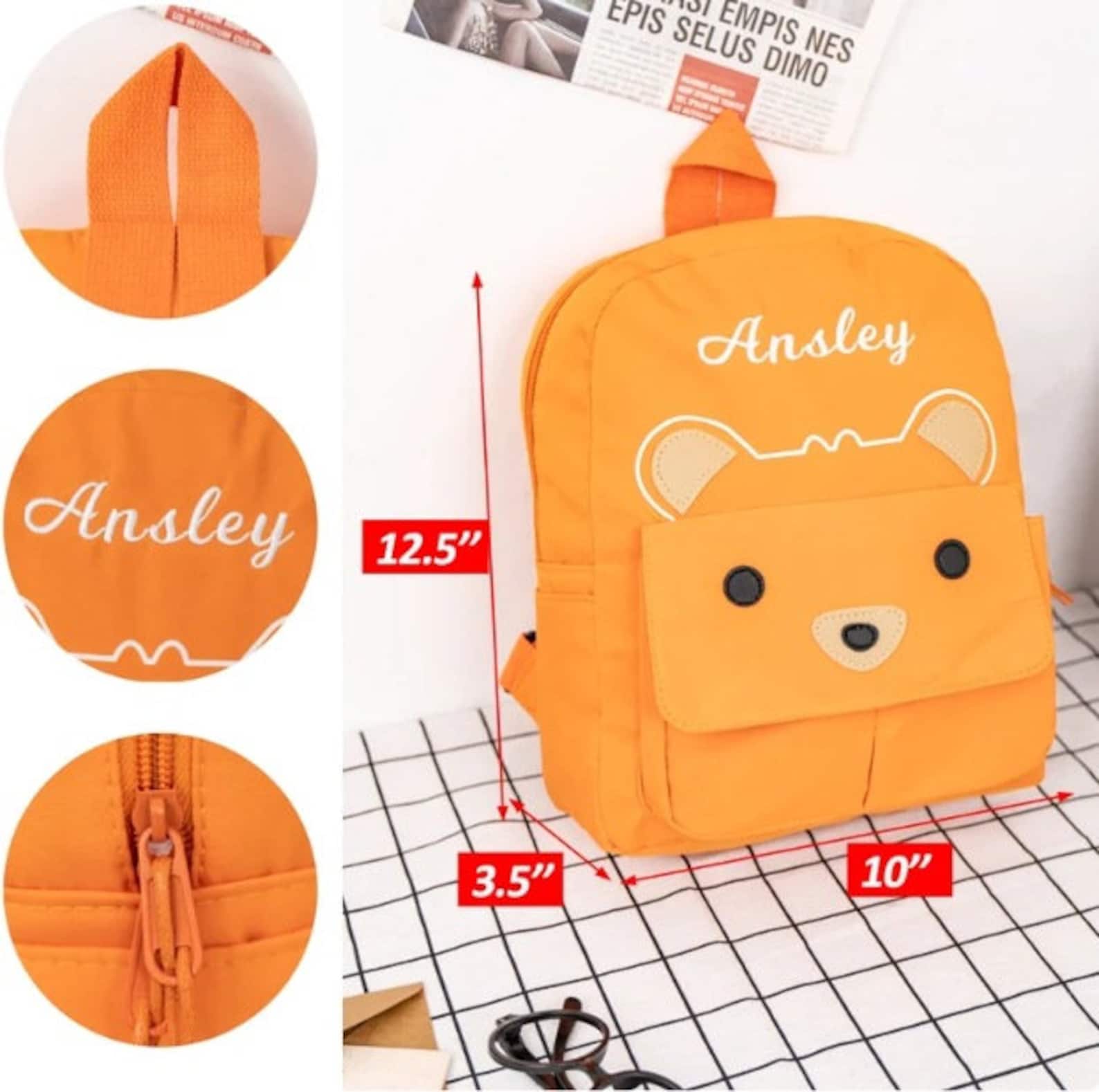 Personalized Embroidery Kid Color Bear Backpack
