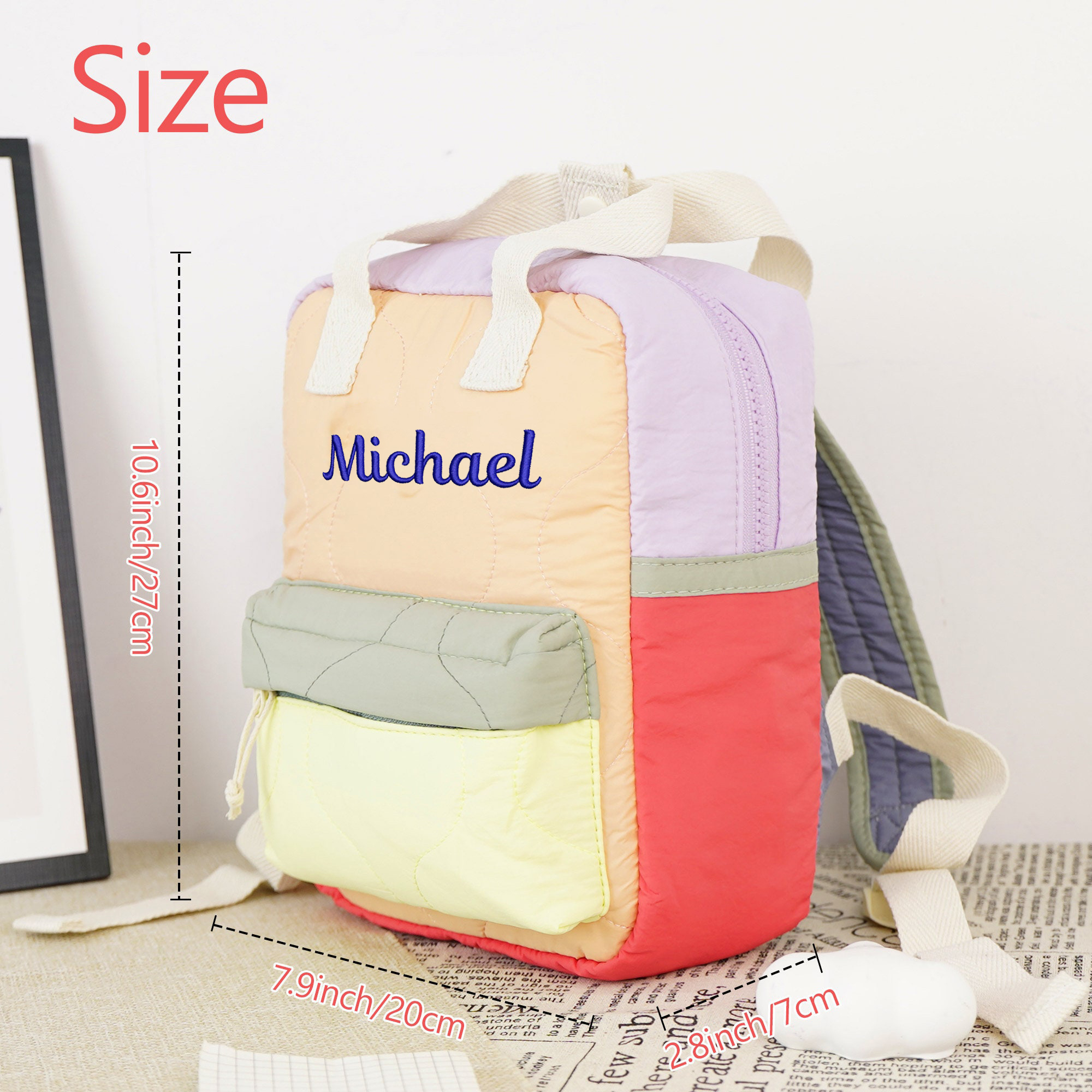 Personalized Embroidery Kid Pop Color Backpack