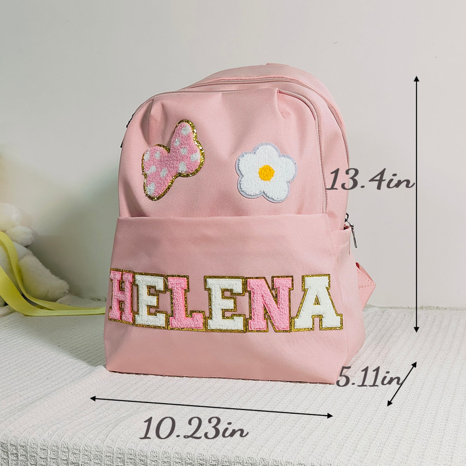 Personalized Chenille Letters Patch Kids School Backpack