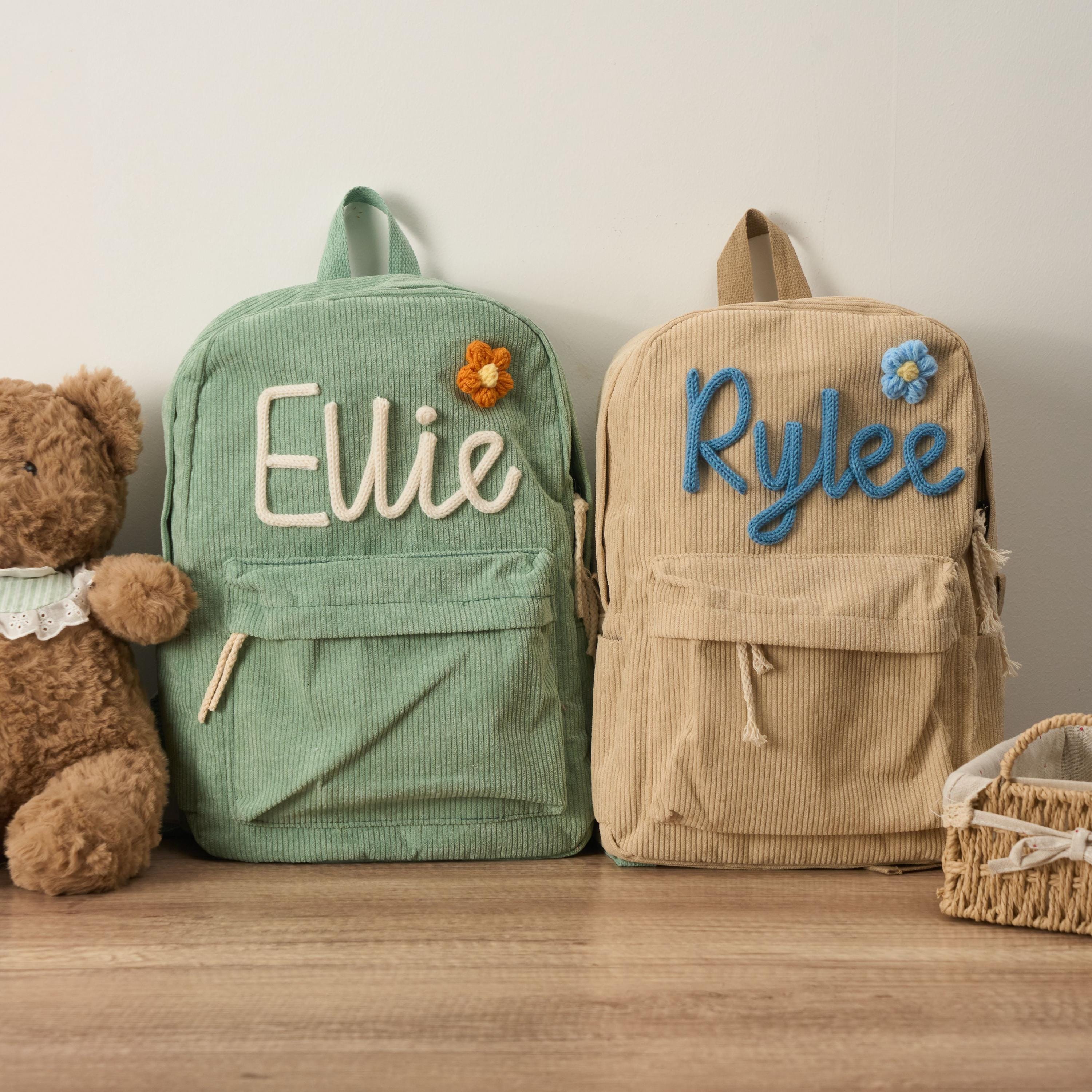 Personalized Knitted Wire Name Floral School Backpack