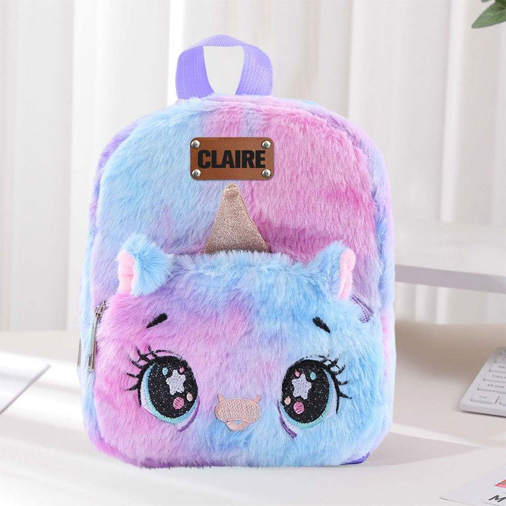 Personalized Embroidery Cute Plush Unicorn Toddler Backpack