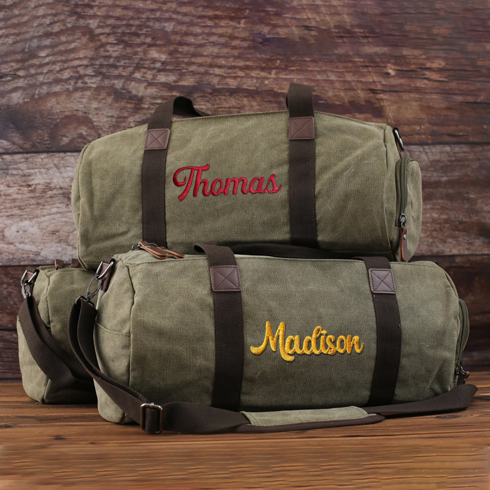 Personalized Embroidered Canvas Duffel Bag