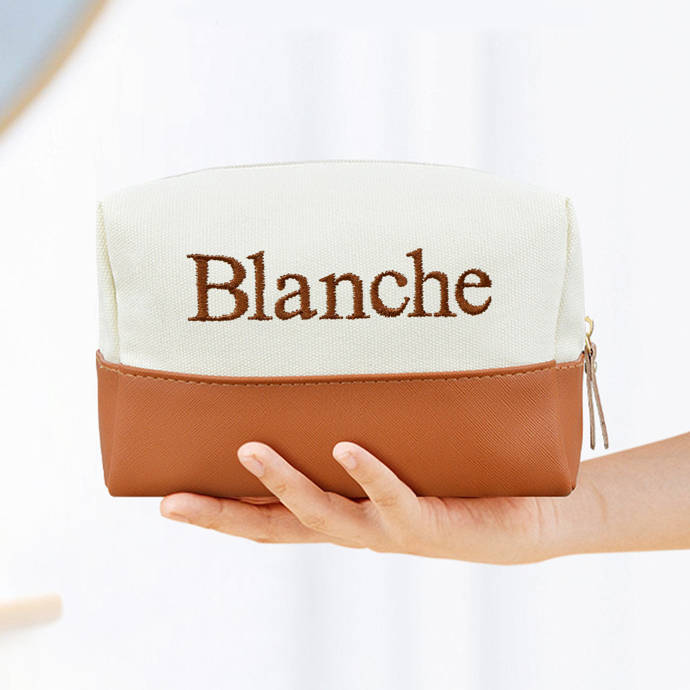 Personalized Embroidery Canvas Portable Makeup Bag
