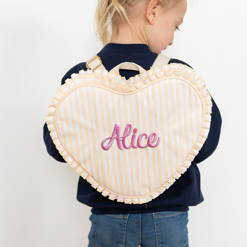 Personalized Embroidery Ruffle Heart Shape Backpack