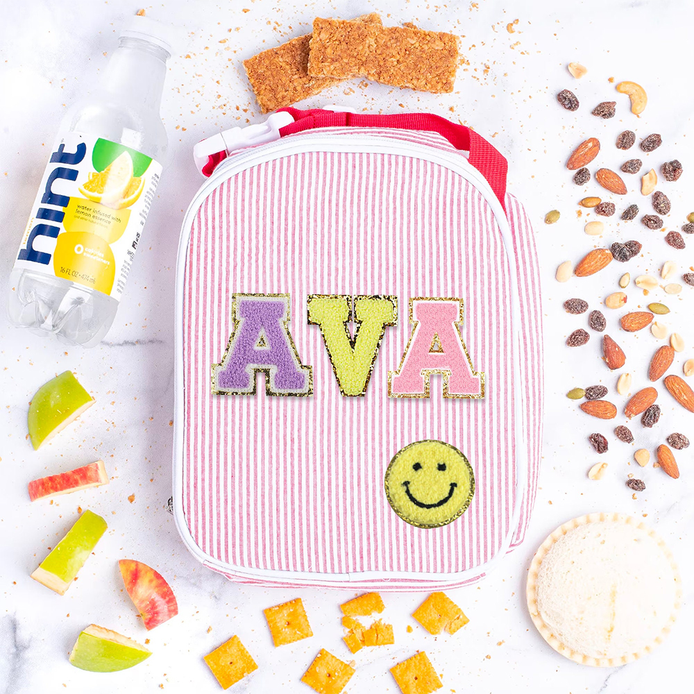 Personalized Chenille Patch Kids Seersucker Lunch Bag