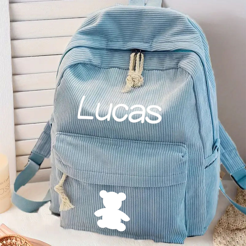 Personalized Kids Cute Corduroy School Backpack