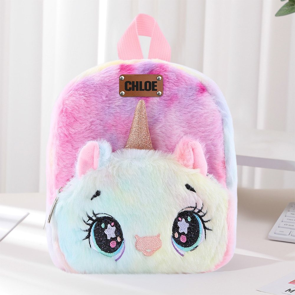 Personalized Embroidery Cute Plush Unicorn Toddler Backpack
