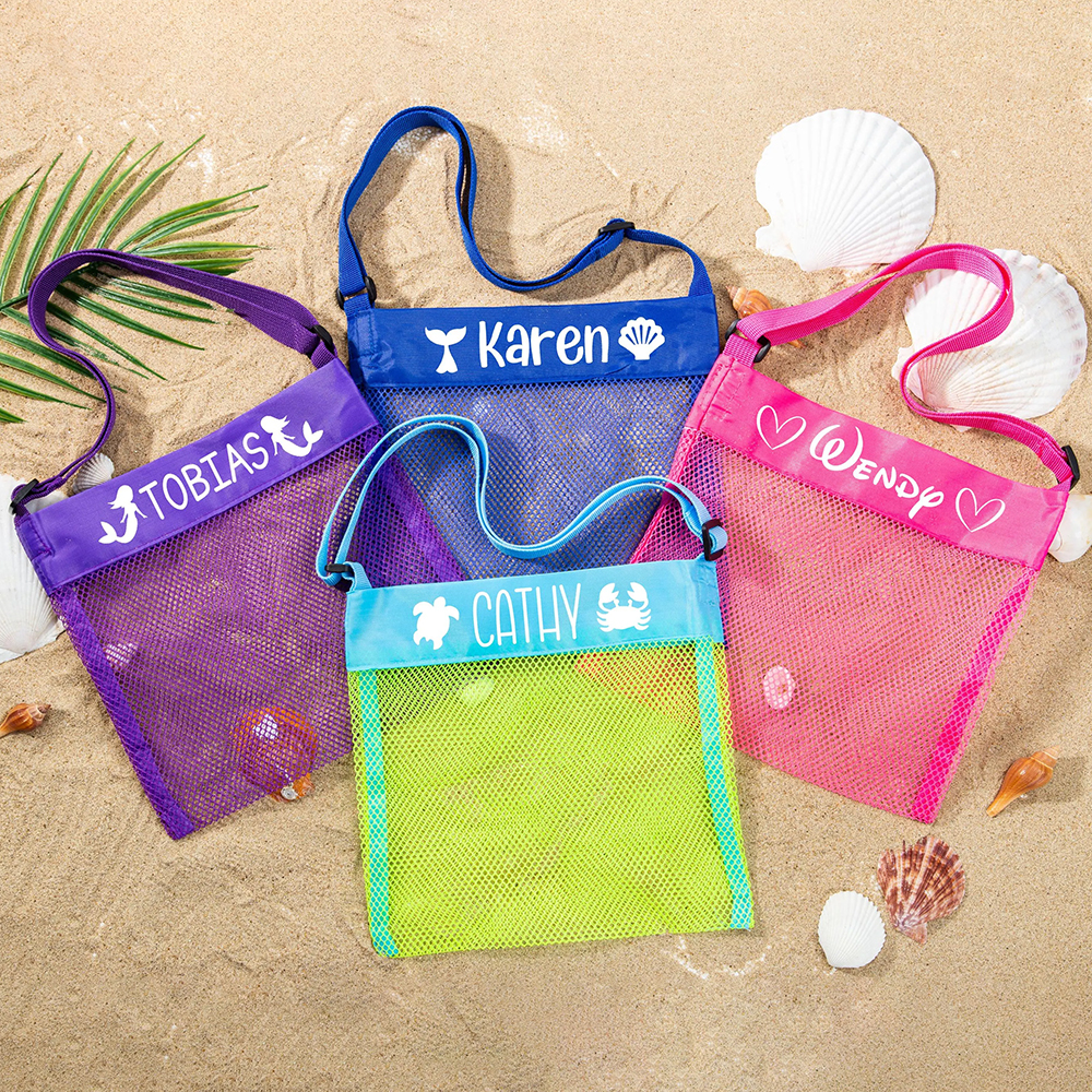 Personalized Seashell Mesh Monogramed Beach Bag