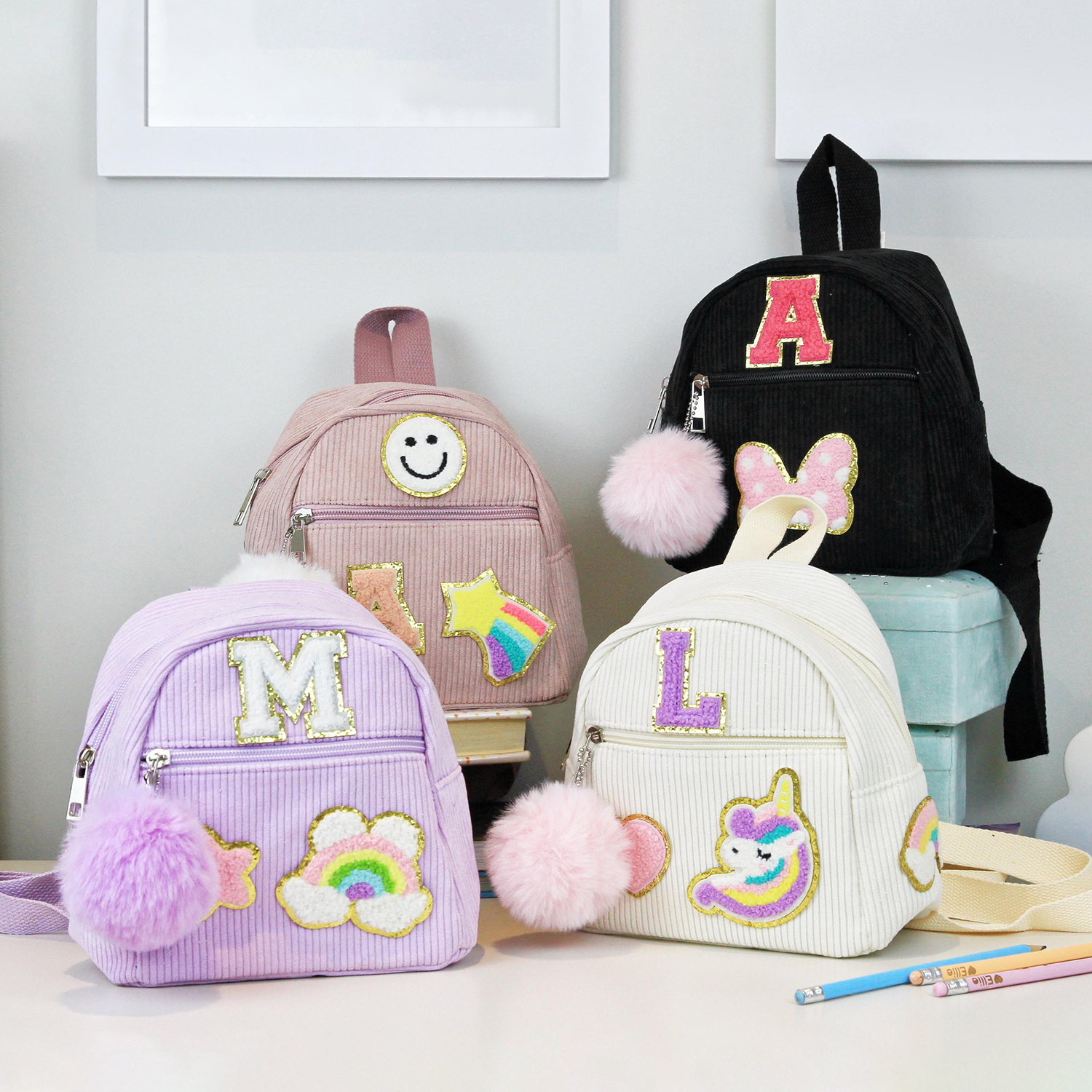 Personalized Varsity Letter Mini Corduroy Backpack