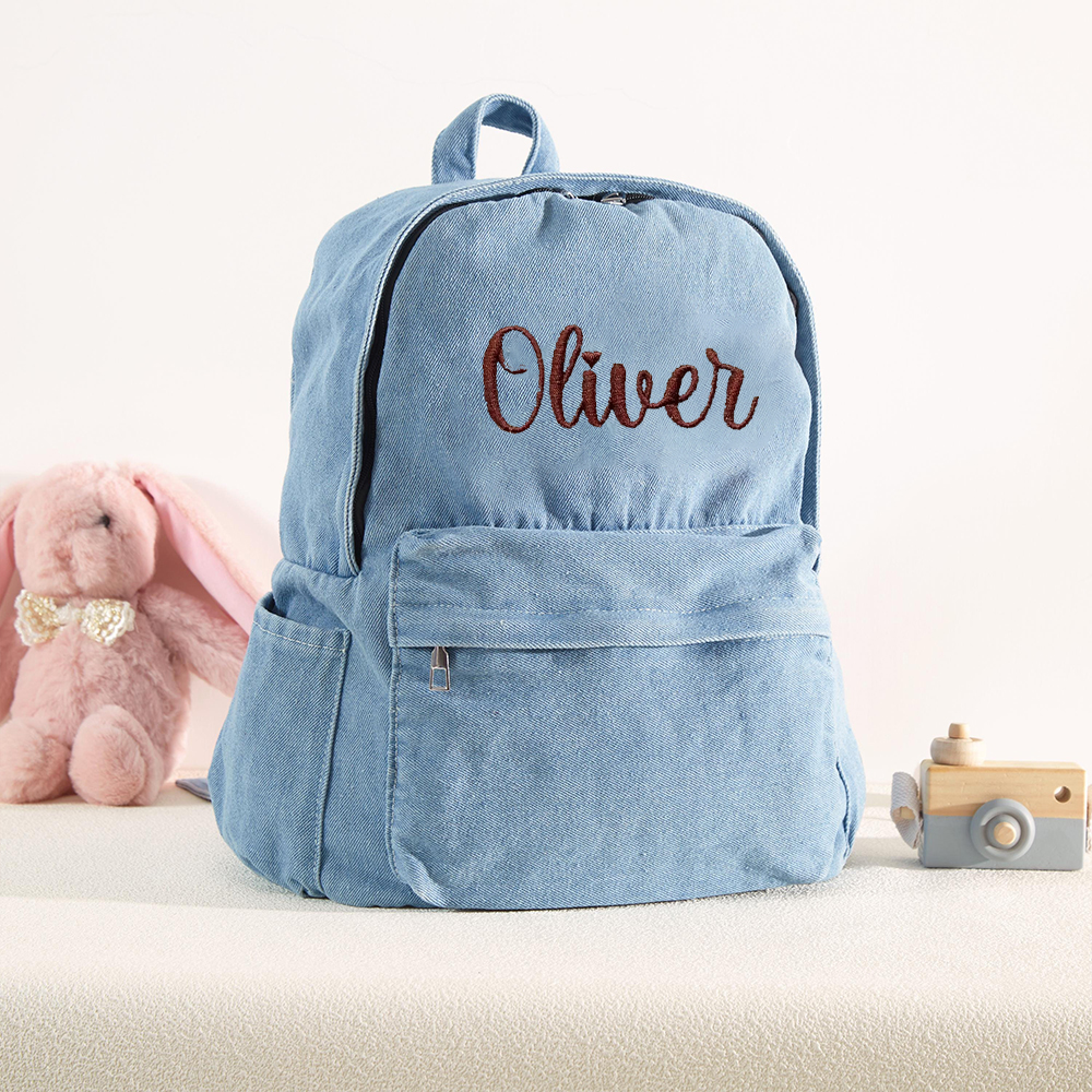 Personalized Embroidery Denim Backpack