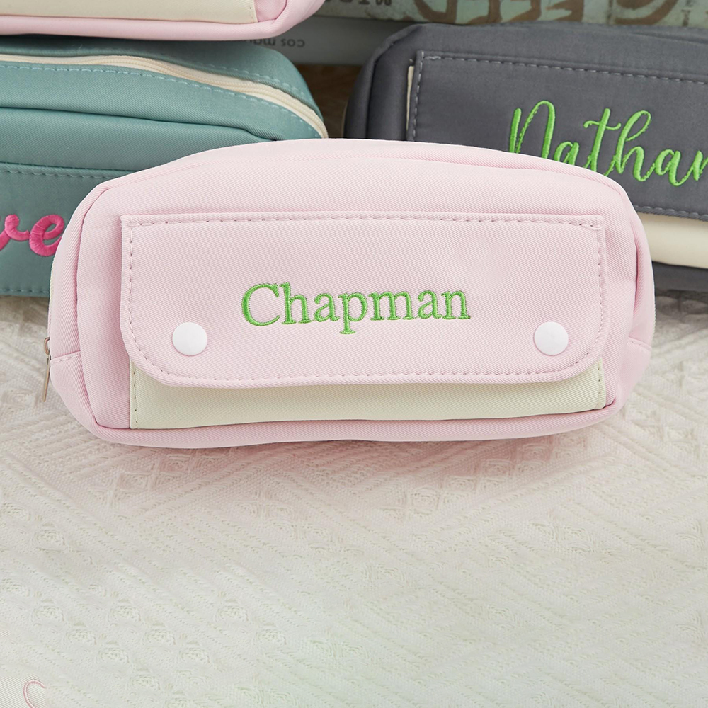 Personalized Embroidery Colourful Big Capacity Pencil Case