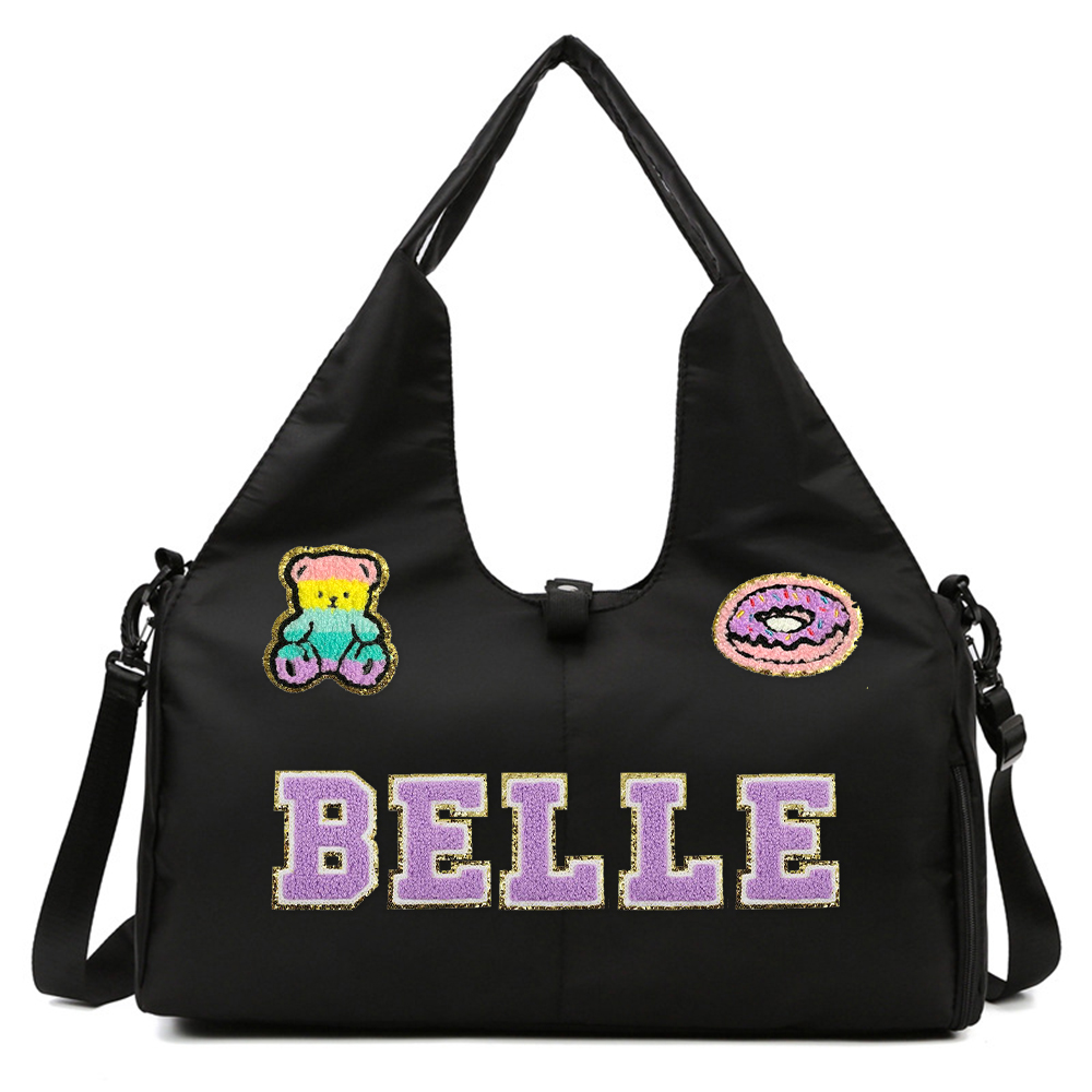 Personalized Chenille Letter Patch WaterProof Sport Travel Bag