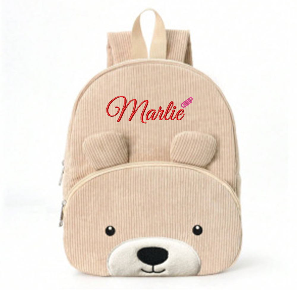 Personalized Embroidery Animals Corduroy Back To School Backpack
