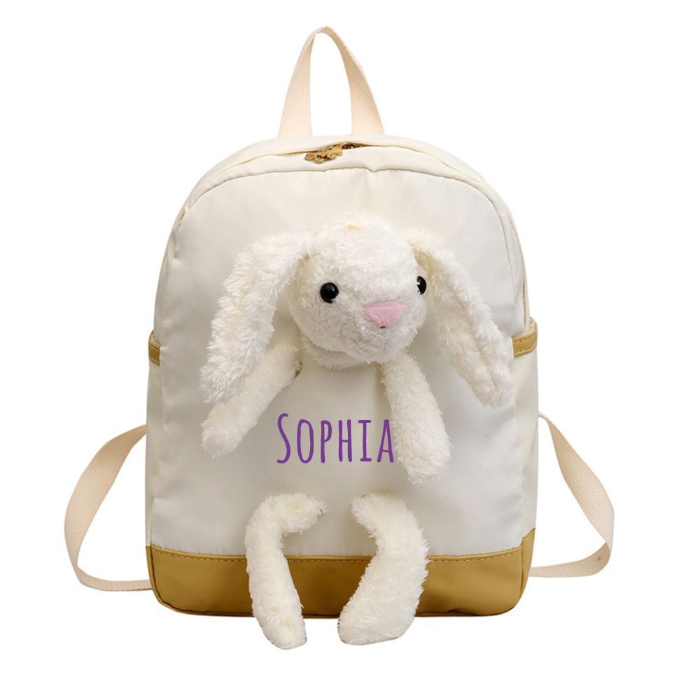 Personalized Kids Lovely Bunny Plush School Backpack