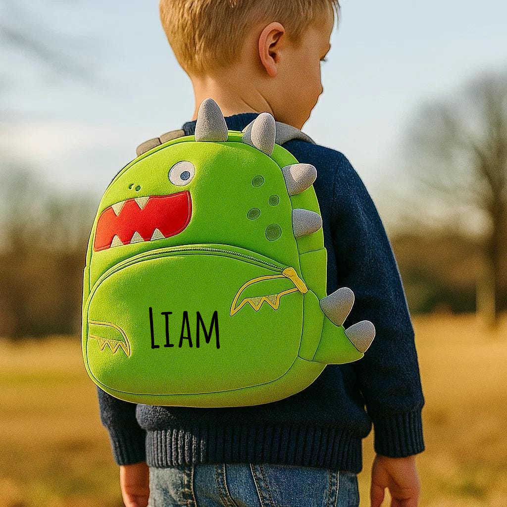 Personalized Cute Green Dinosaur Animals Toddler Backpack