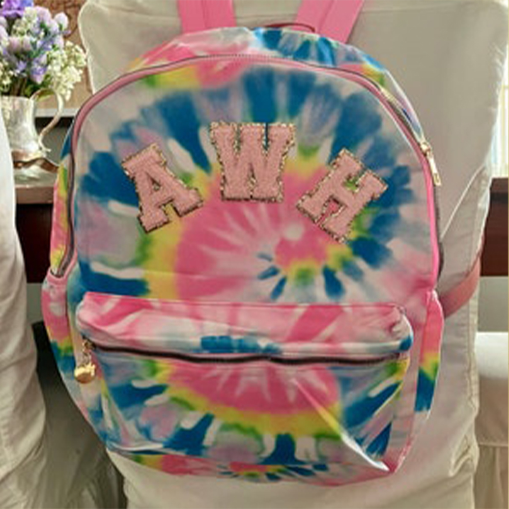 Personalized Chenille Patch Multicolor Rainbow School Backpack