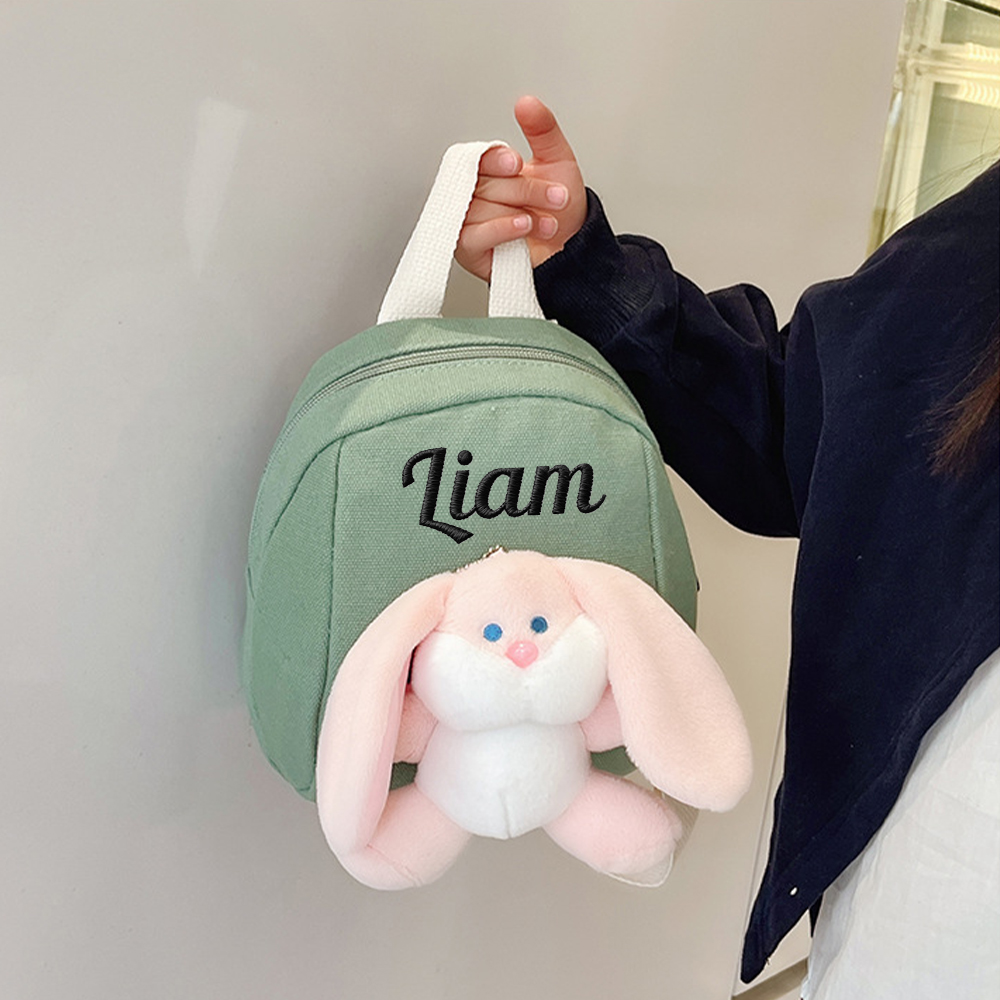 Personalized Kids Soft Cuddly Plush Bunny School Backpack
