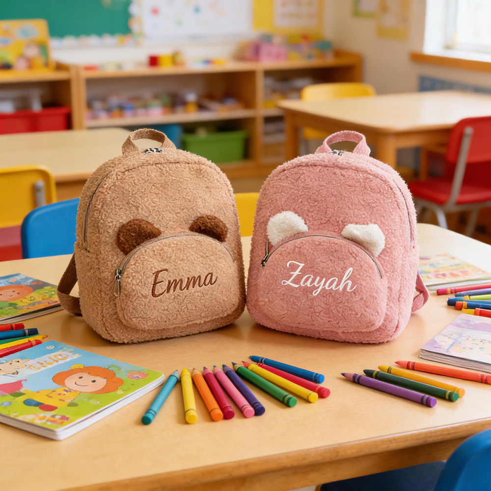 Personalized Embroidery Kids Soft Plush Bear Backpack