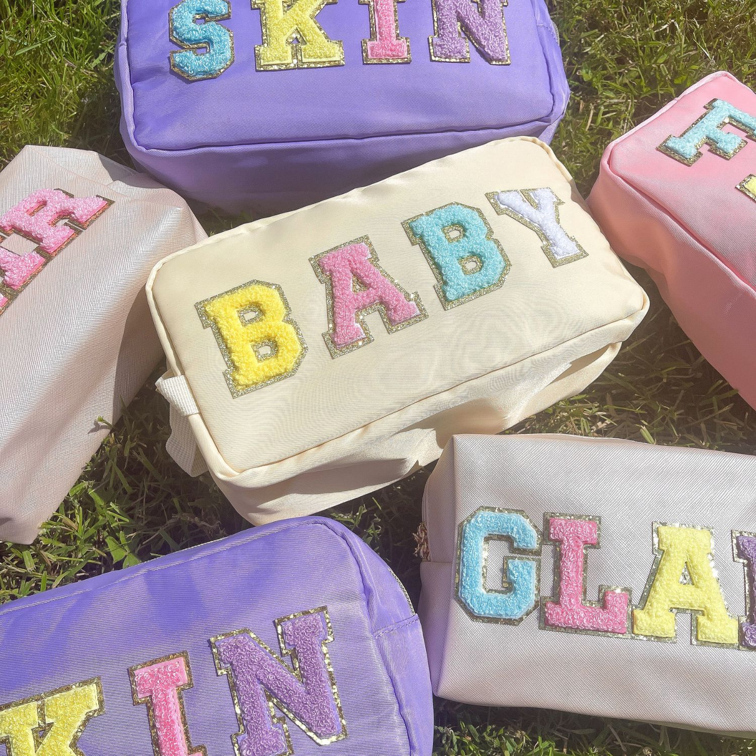 Personalized Varsity Letter Makeup Bag