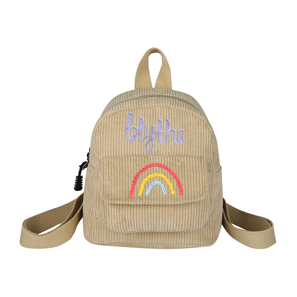 Personalized Hand Embroidery Rainbow Kid Color Backpack